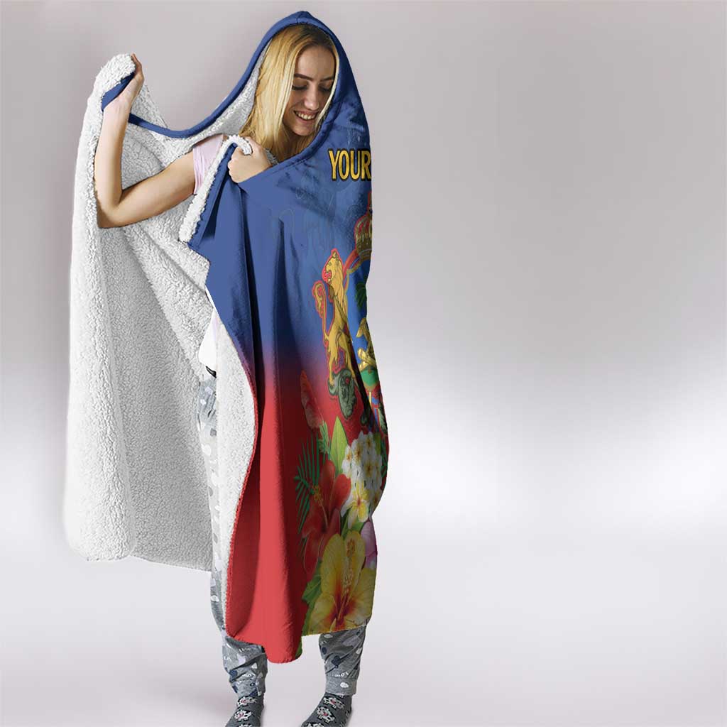 Second Empire of Haiti 1849-1859 Personalized Hooded Blanket Tropical Hibiscus Flowers