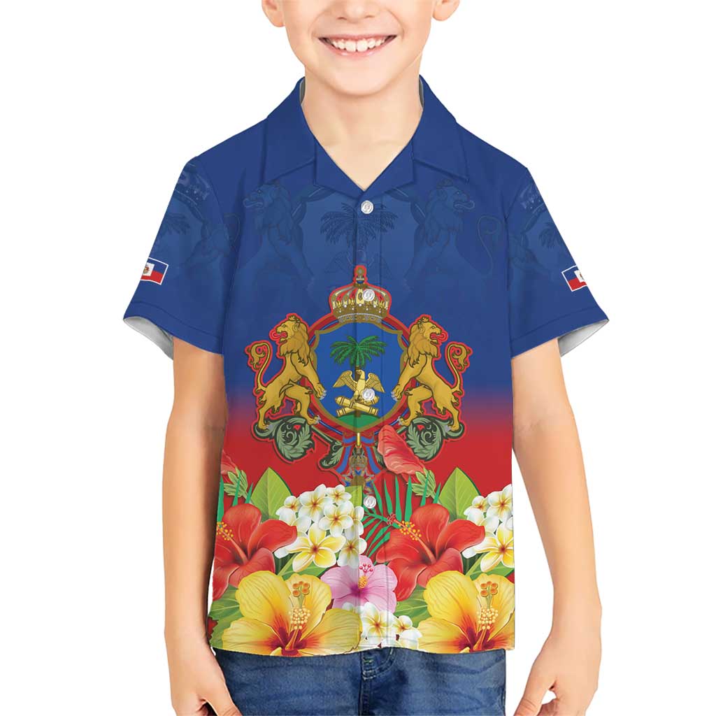 Second Empire of Haiti 1849-1859 Personalized Kid Hawaiian Shirt Tropical Hibiscus Flowers
