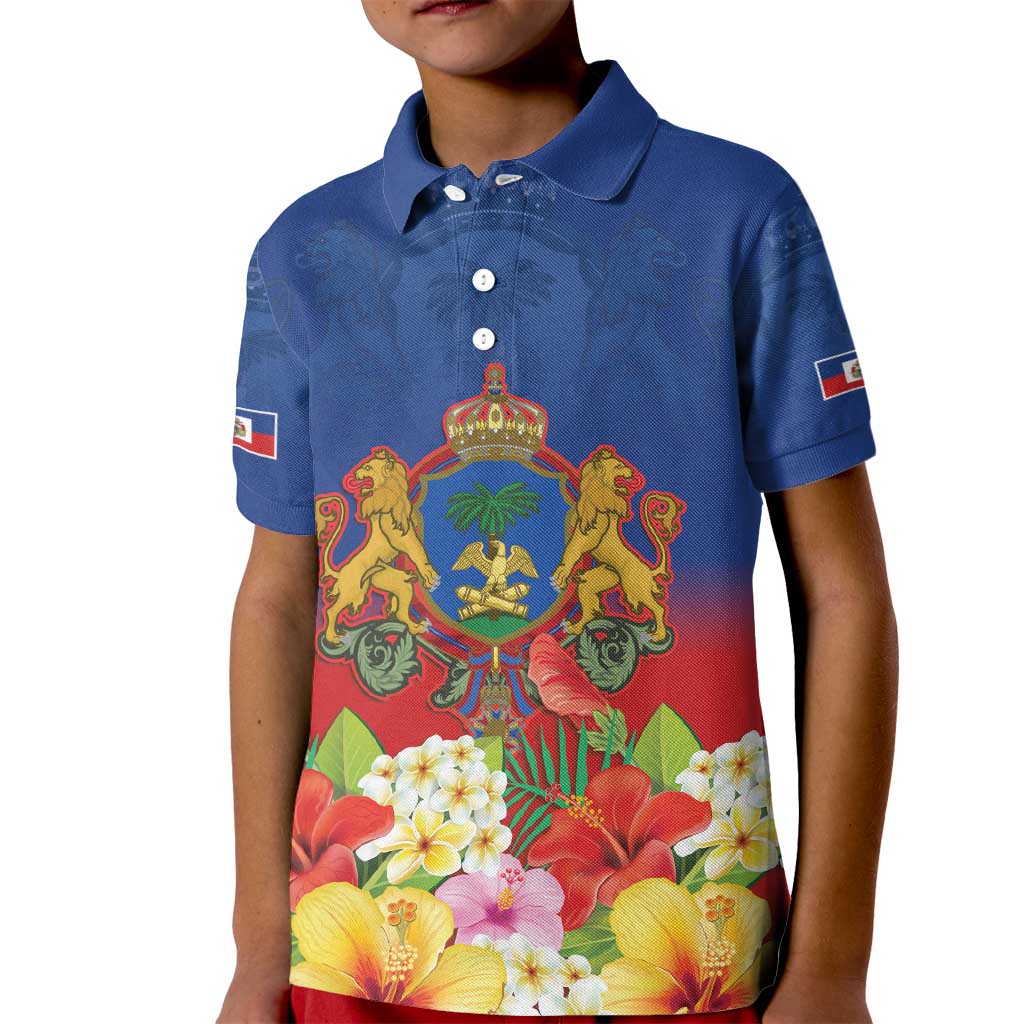 Second Empire of Haiti 1849-1859 Personalized Kid Polo Shirt Tropical Hibiscus Flowers