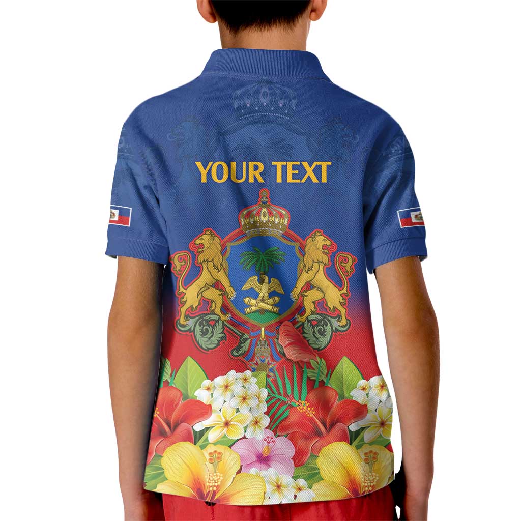 Second Empire of Haiti 1849-1859 Personalized Kid Polo Shirt Tropical Hibiscus Flowers