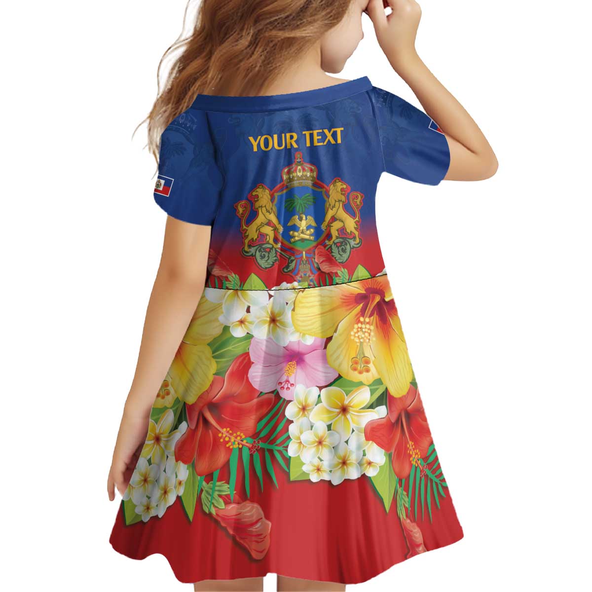 Second Empire of Haiti 1849-1859 Personalized Kid Short Sleeve Dress Tropical Hibiscus Flowers