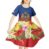 Second Empire of Haiti 1849-1859 Personalized Kid Short Sleeve Dress Tropical Hibiscus Flowers