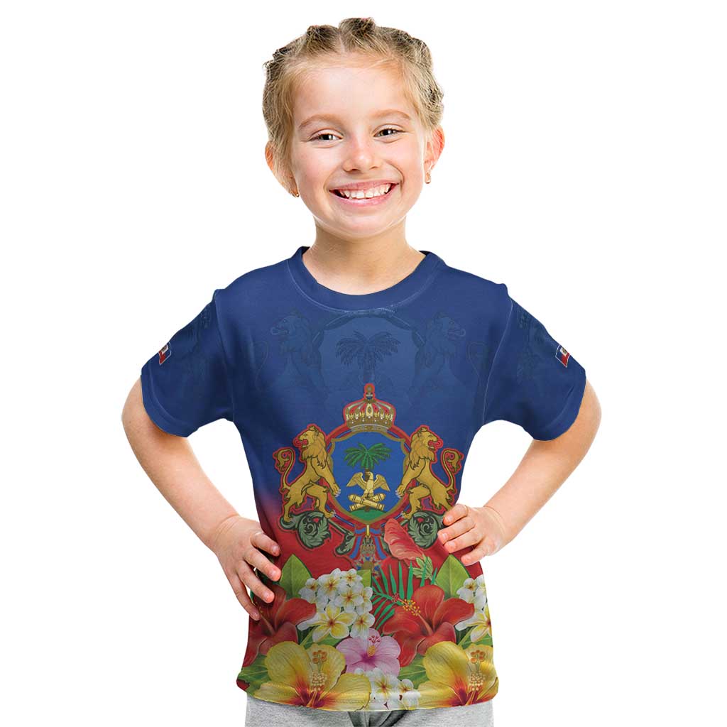 Second Empire of Haiti 1849-1859 Personalized Kid T Shirt Tropical Hibiscus Flowers