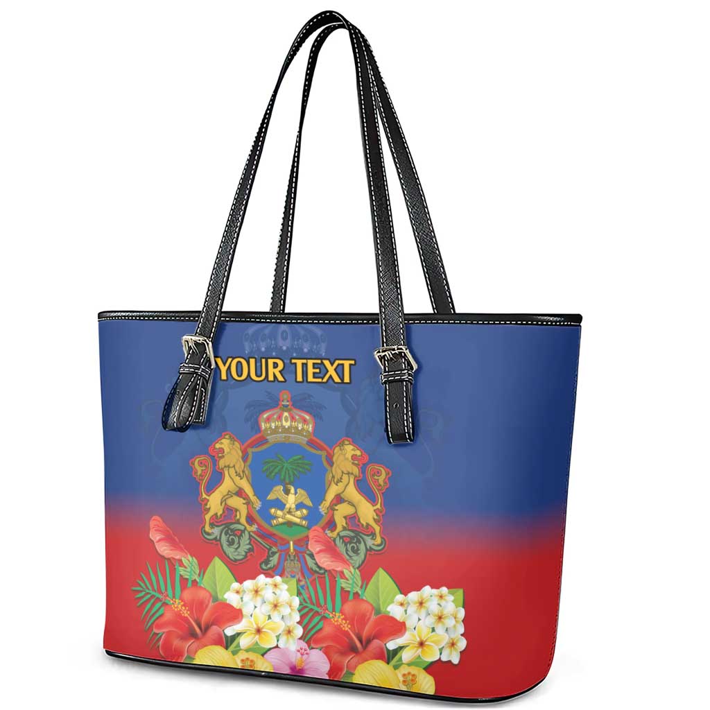 Second Empire of Haiti 1849-1859 Personalized Leather Tote Bag Tropical Hibiscus Flowers