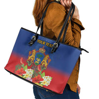 Second Empire of Haiti 1849-1859 Personalized Leather Tote Bag Tropical Hibiscus Flowers