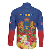 Second Empire of Haiti 1849-1859 Personalized Long Sleeve Button Shirt Tropical Hibiscus Flowers