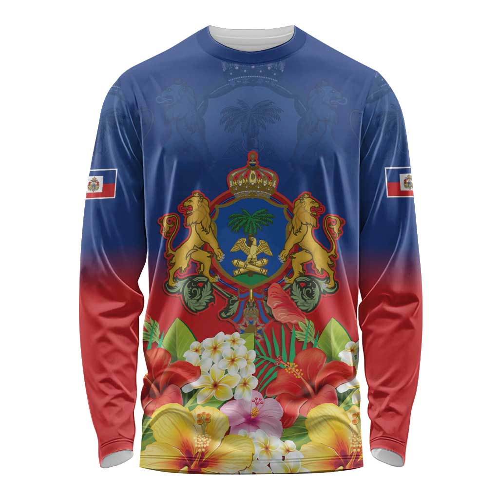 Second Empire of Haiti 1849-1859 Personalized Long Sleeve Shirt Tropical Hibiscus Flowers