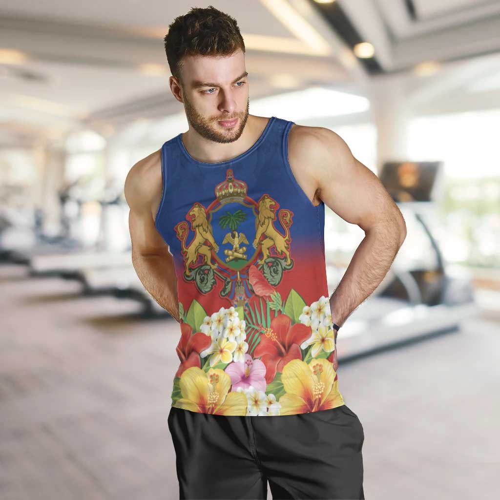 Second Empire of Haiti 1849-1859 Personalized Men Tank Top Tropical Hibiscus Flowers