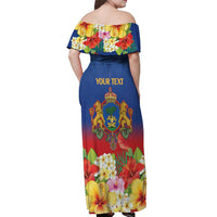 Second Empire of Haiti 1849-1859 Personalized Off Shoulder Maxi Dress Tropical Hibiscus Flowers