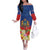 Second Empire of Haiti 1849-1859 Personalized Off The Shoulder Long Sleeve Dress Tropical Hibiscus Flowers