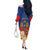 Second Empire of Haiti 1849-1859 Personalized Off The Shoulder Long Sleeve Dress Tropical Hibiscus Flowers