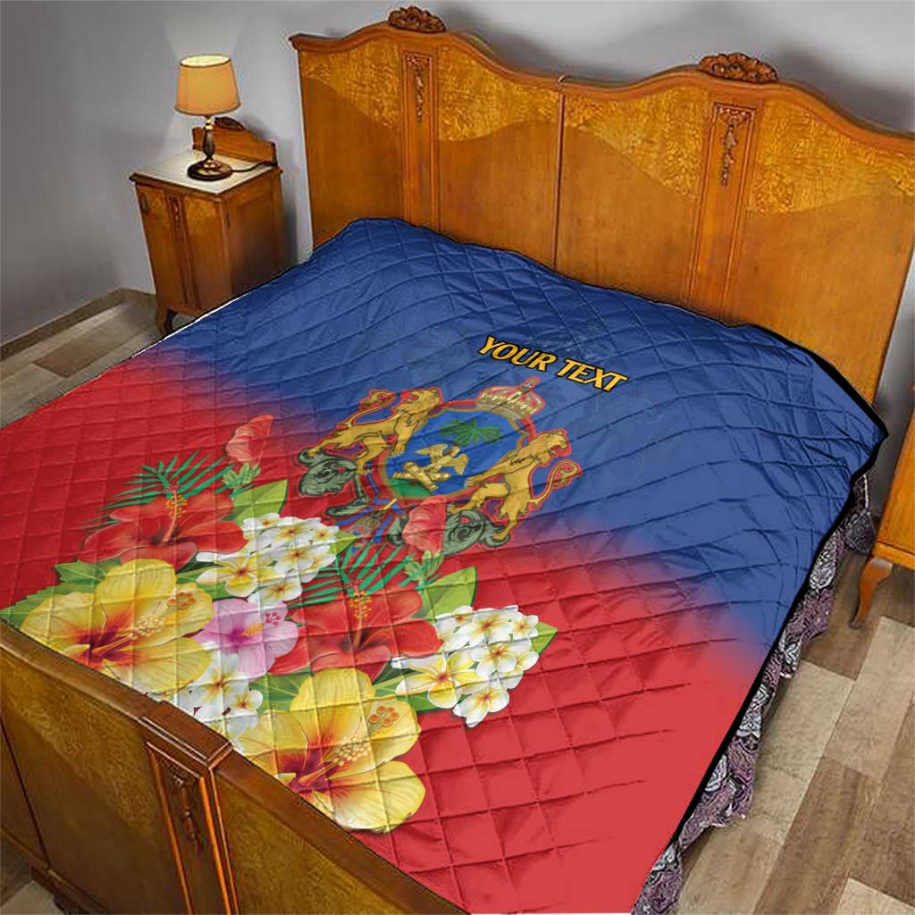 Second Empire of Haiti 1849-1859 Personalized Quilt Tropical Hibiscus Flowers