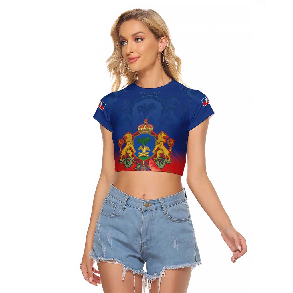 Second Empire of Haiti 1849-1859 Personalized Raglan Cropped T Shirt Tropical Hibiscus Flowers