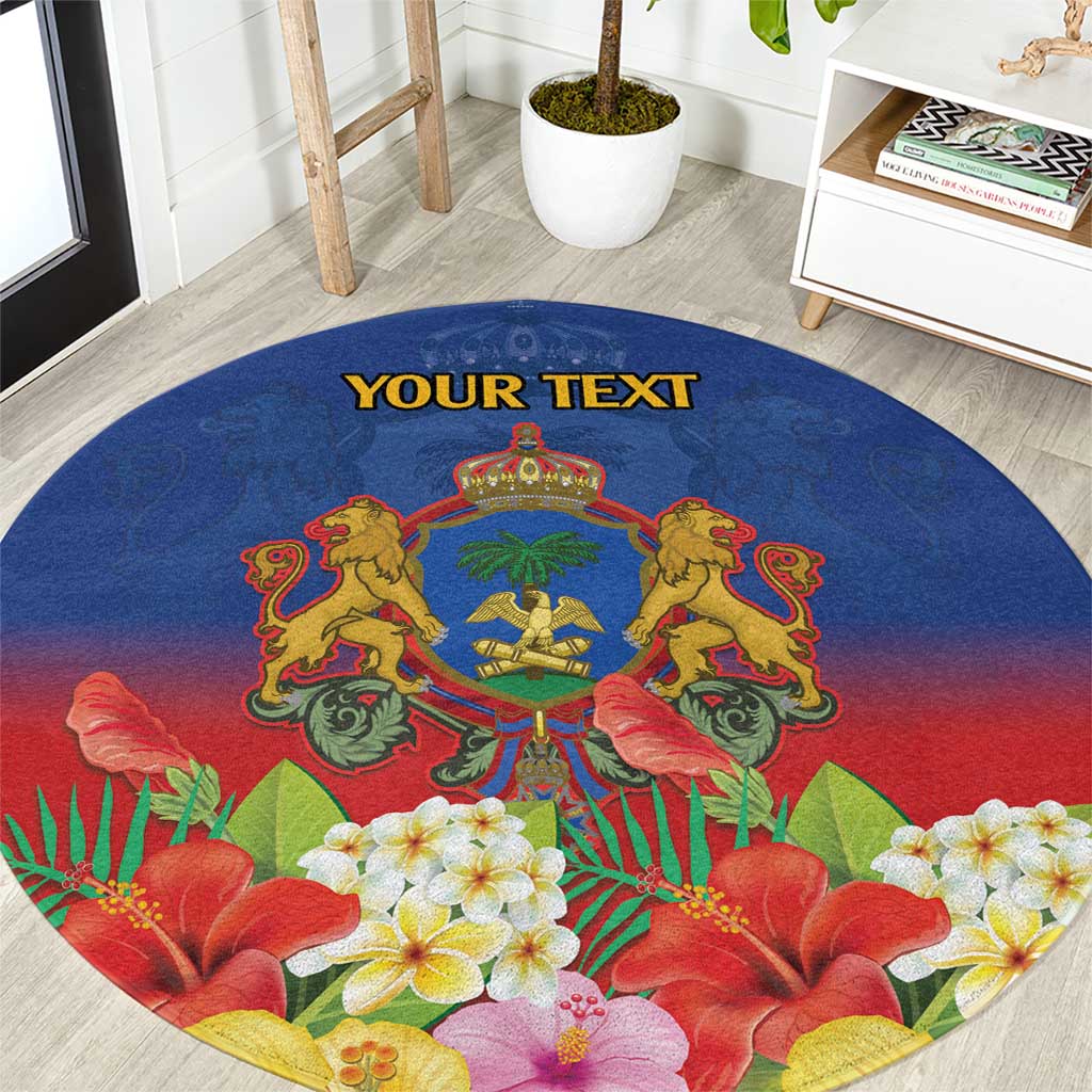 Second Empire of Haiti 1849-1859 Personalized Round Carpet Tropical Hibiscus Flowers