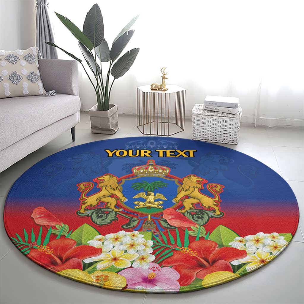 Second Empire of Haiti 1849-1859 Personalized Round Carpet Tropical Hibiscus Flowers