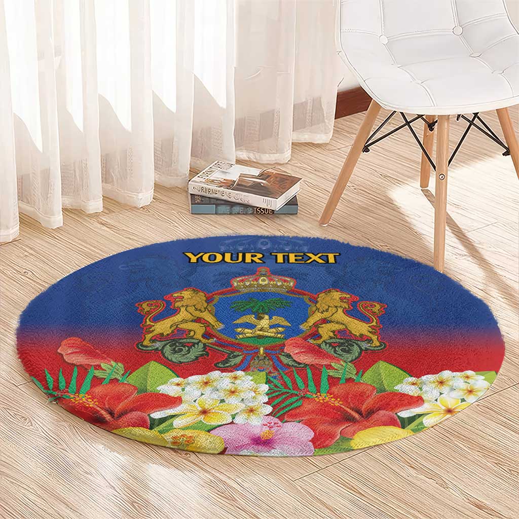 Second Empire of Haiti 1849-1859 Personalized Round Carpet Tropical Hibiscus Flowers