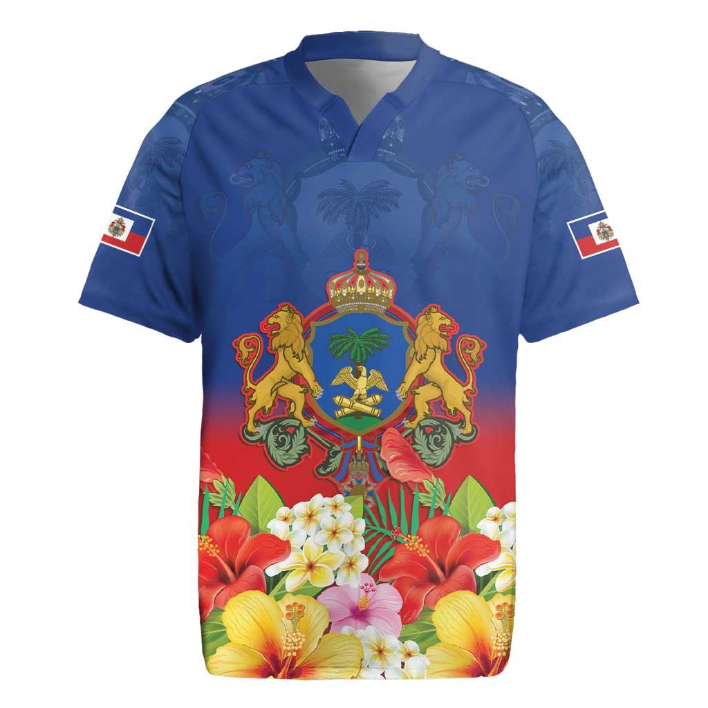 Second Empire of Haiti 1849-1859 Personalized Rugby Jersey Tropical Hibiscus Flowers