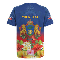 Second Empire of Haiti 1849-1859 Personalized Rugby Jersey Tropical Hibiscus Flowers