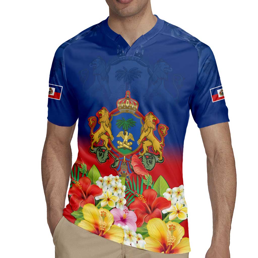 Second Empire of Haiti 1849-1859 Personalized Rugby Jersey Tropical Hibiscus Flowers
