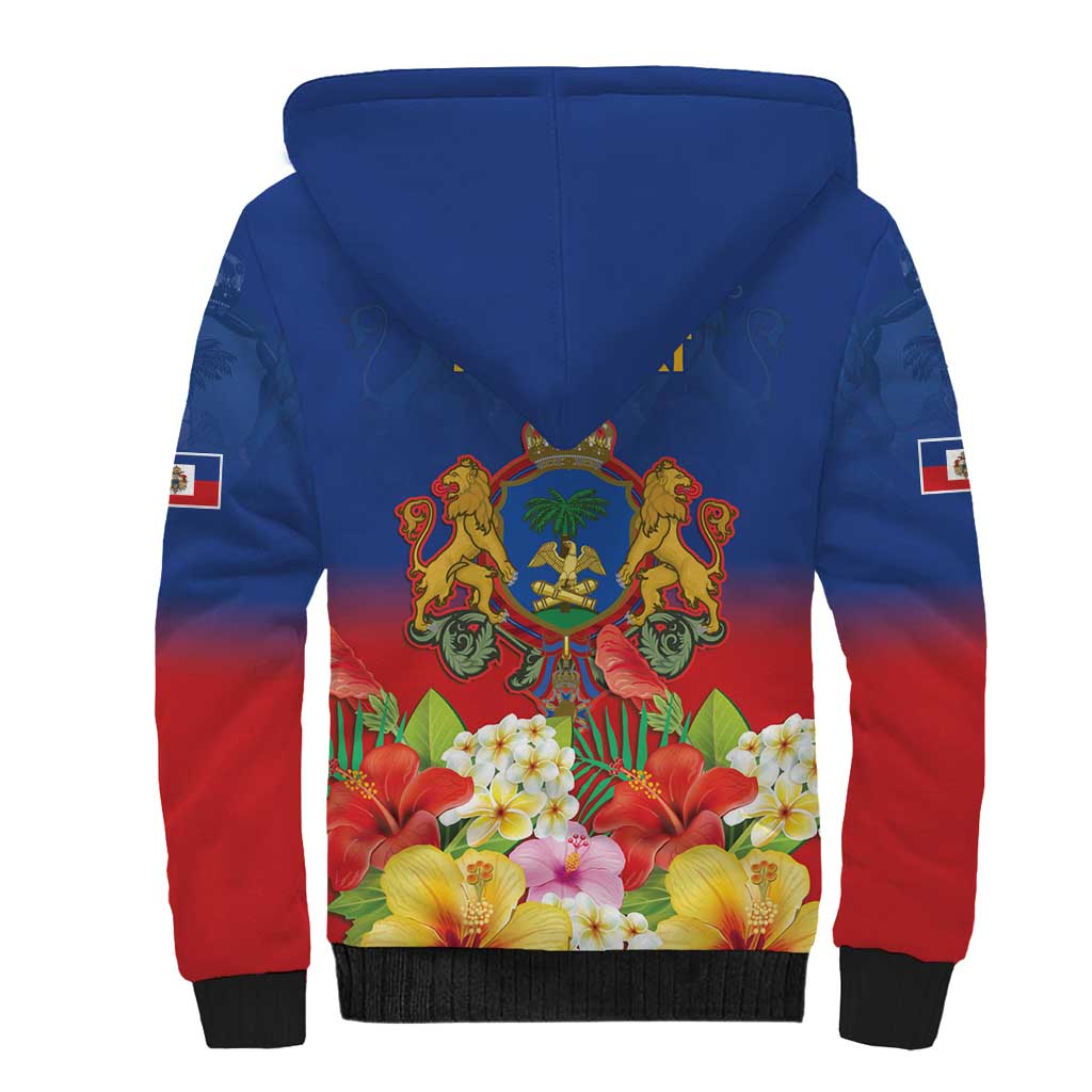 Second Empire of Haiti 1849-1859 Personalized Sherpa Hoodie Tropical Hibiscus Flowers