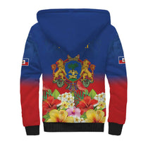 Second Empire of Haiti 1849-1859 Personalized Sherpa Hoodie Tropical Hibiscus Flowers