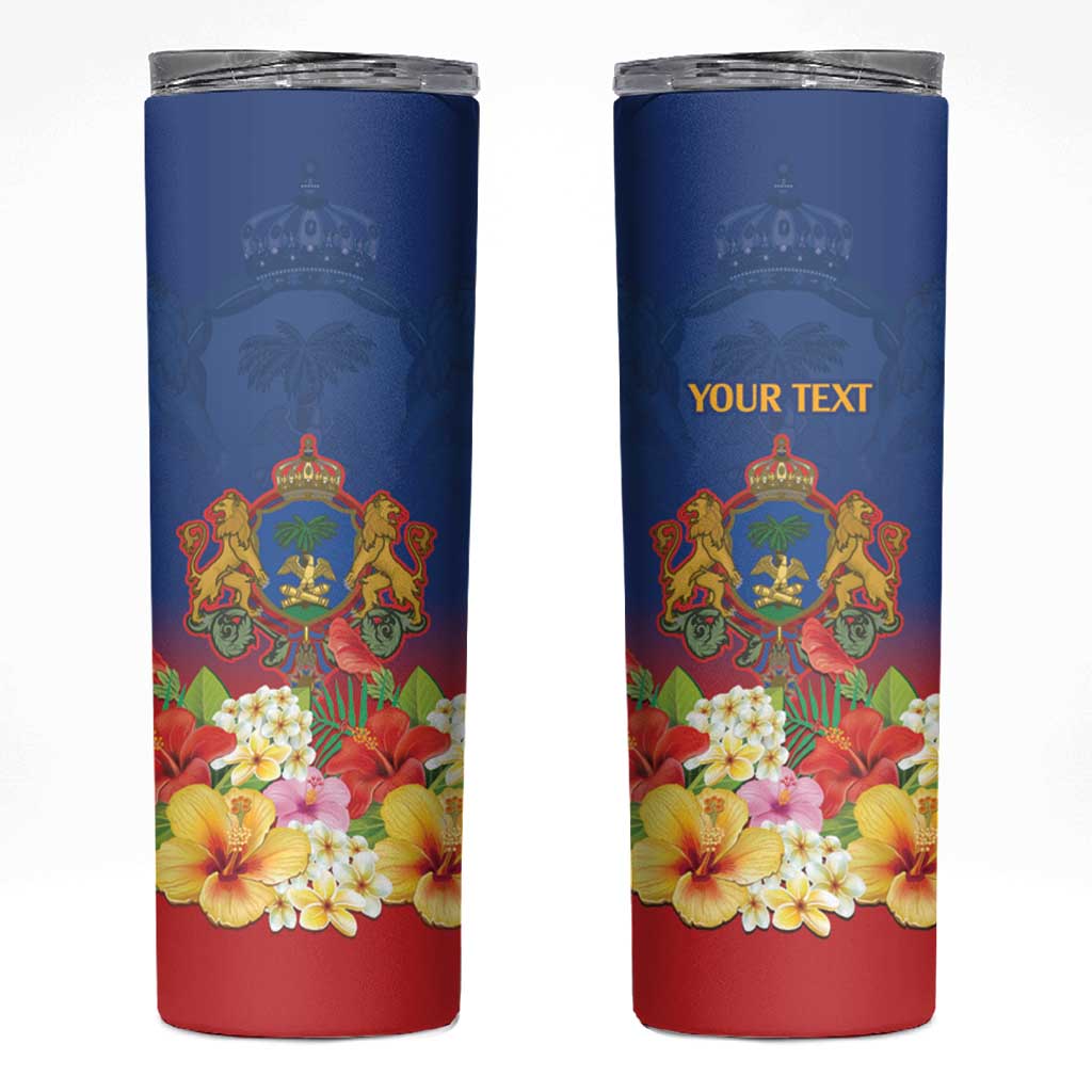 Second Empire of Haiti 1849-1859 Personalized Skinny Tumbler Tropical Hibiscus Flowers