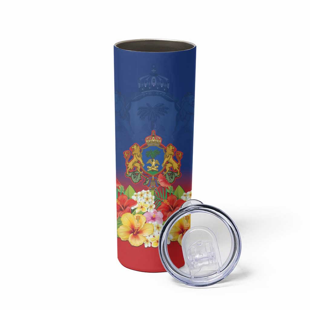 Second Empire of Haiti 1849-1859 Personalized Skinny Tumbler Tropical Hibiscus Flowers