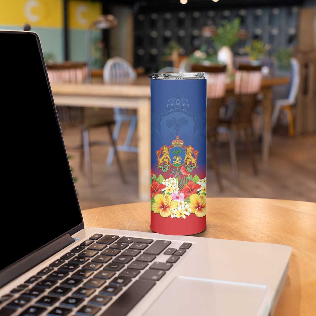 Second Empire of Haiti 1849-1859 Personalized Skinny Tumbler Tropical Hibiscus Flowers
