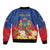 Second Empire of Haiti 1849-1859 Personalized Sleeve Zip Bomber Jacket Tropical Hibiscus Flowers
