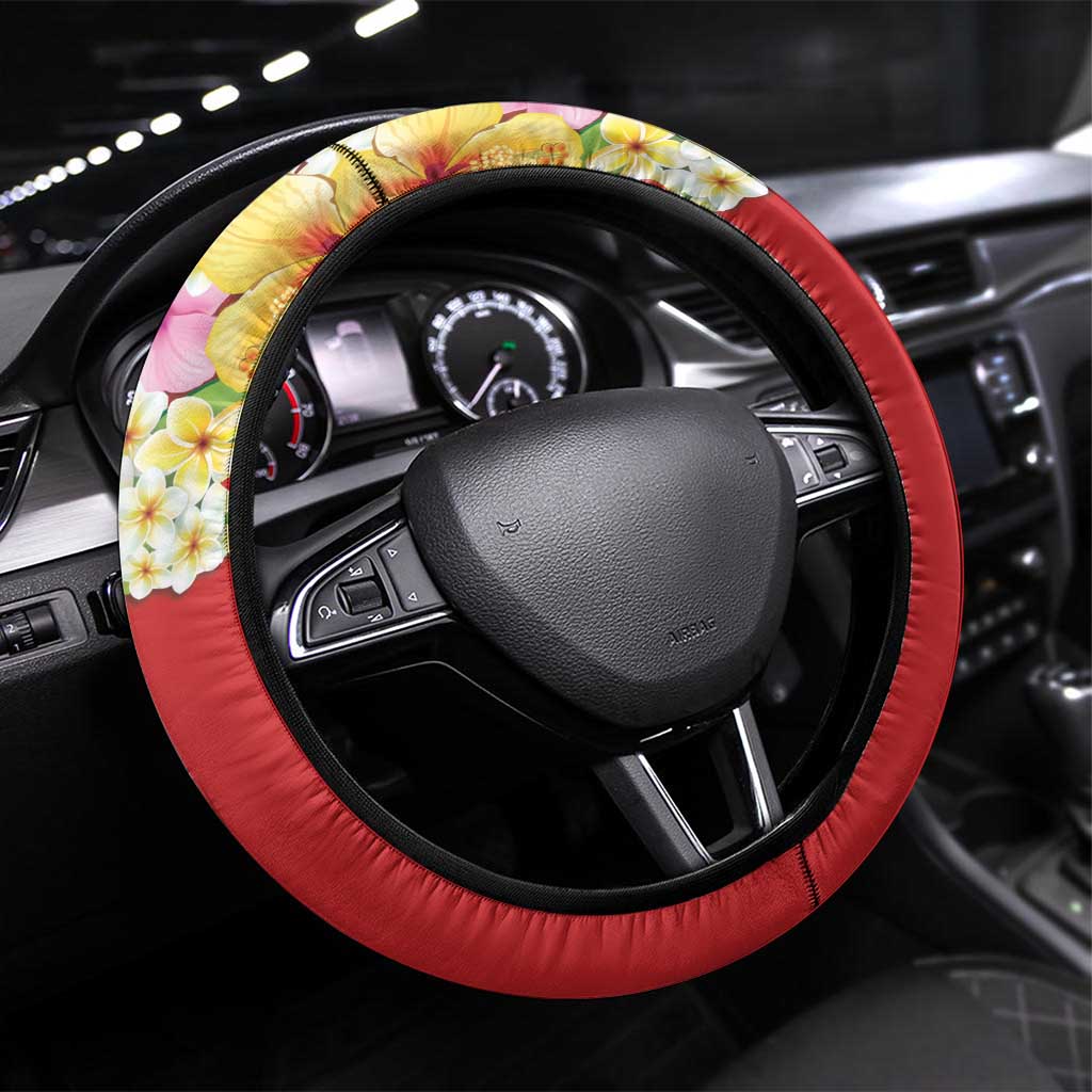 Second Empire of Haiti 1849-1859 Steering Wheel Cover Tropical Hibiscus Flowers