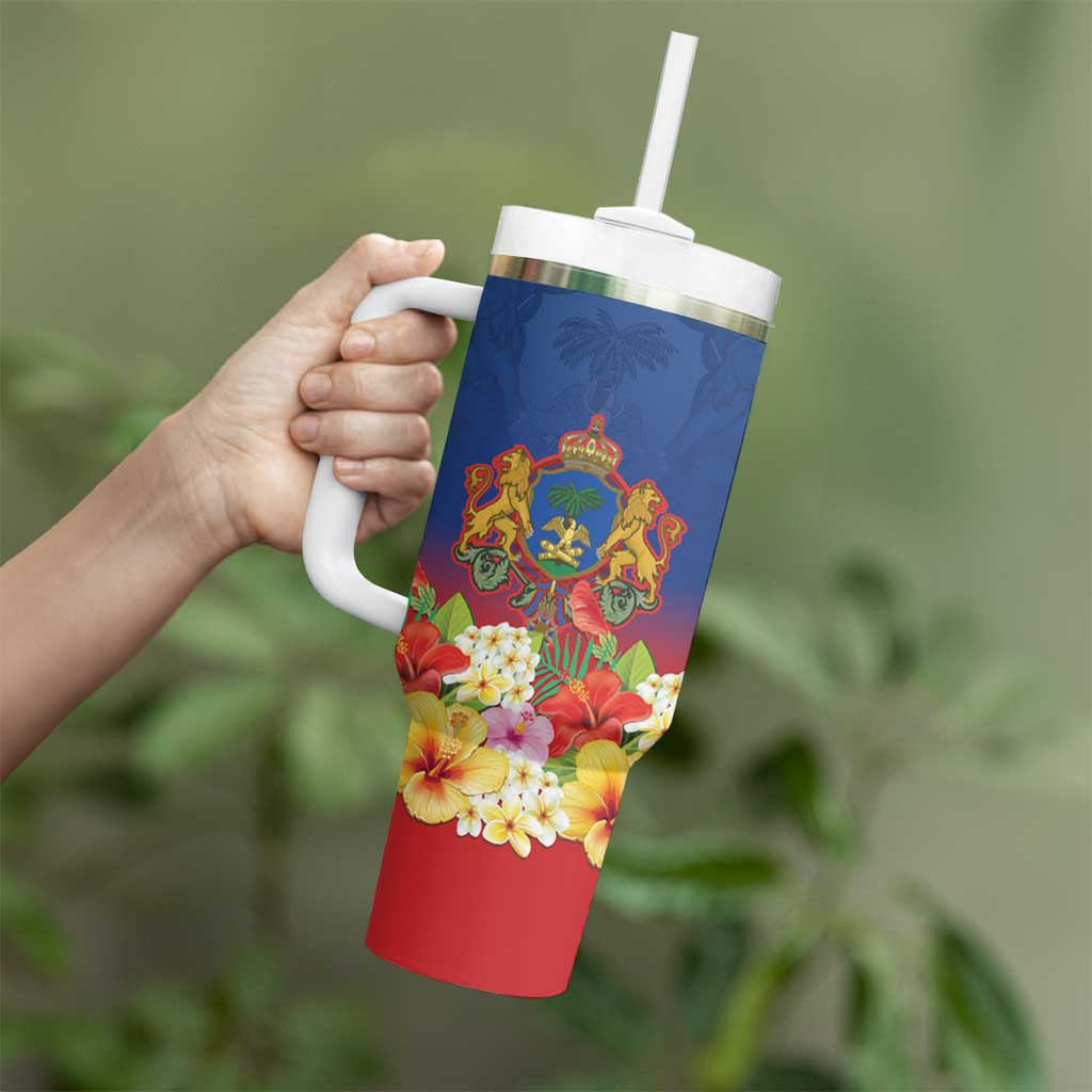 Second Empire of Haiti 1849-1859 Personalized Tumbler With Handle Tropical Hibiscus Flowers