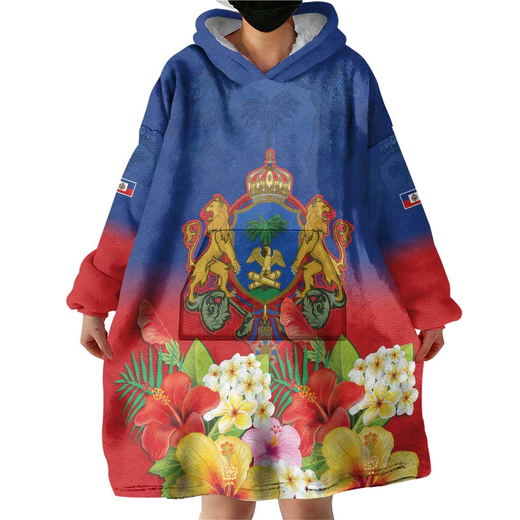 Second Empire of Haiti 1849-1859 Personalized Wearable Blanket Hoodie Tropical Hibiscus Flowers