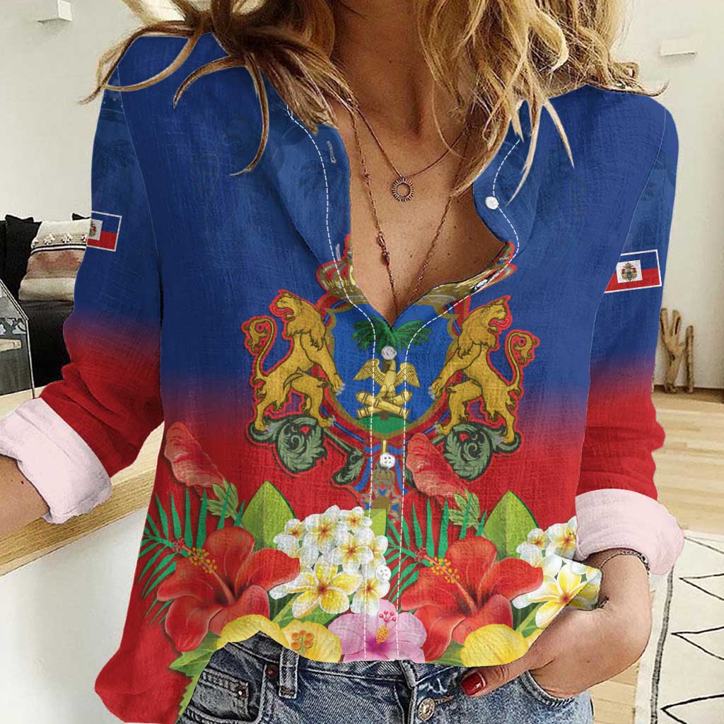 Second Empire of Haiti 1849-1859 Personalized Women Casual Shirt Tropical Hibiscus Flowers