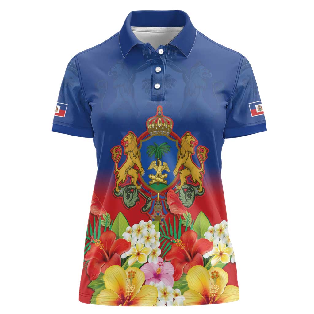 Second Empire of Haiti 1849-1859 Personalized Women Polo Shirt Tropical Hibiscus Flowers