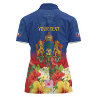 Second Empire of Haiti 1849-1859 Personalized Women Polo Shirt Tropical Hibiscus Flowers