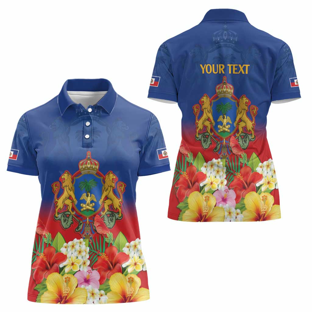 Second Empire of Haiti 1849-1859 Personalized Women Polo Shirt Tropical Hibiscus Flowers