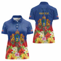 Second Empire of Haiti 1849-1859 Personalized Women Polo Shirt Tropical Hibiscus Flowers