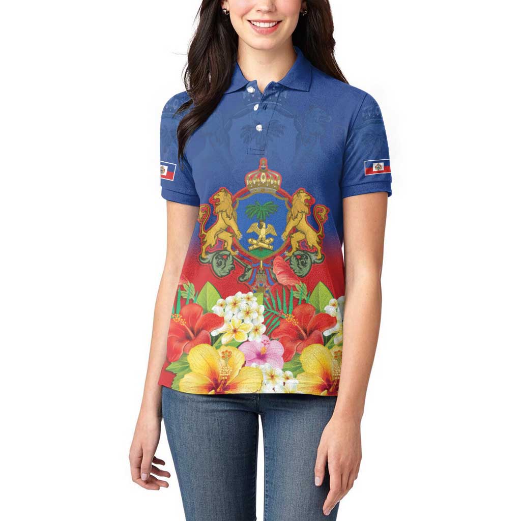 Second Empire of Haiti 1849-1859 Personalized Women Polo Shirt Tropical Hibiscus Flowers