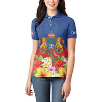 Second Empire of Haiti 1849-1859 Personalized Women Polo Shirt Tropical Hibiscus Flowers