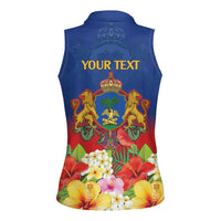 Second Empire of Haiti 1849-1859 Personalized Women Sleeveless Polo Shirt Tropical Hibiscus Flowers
