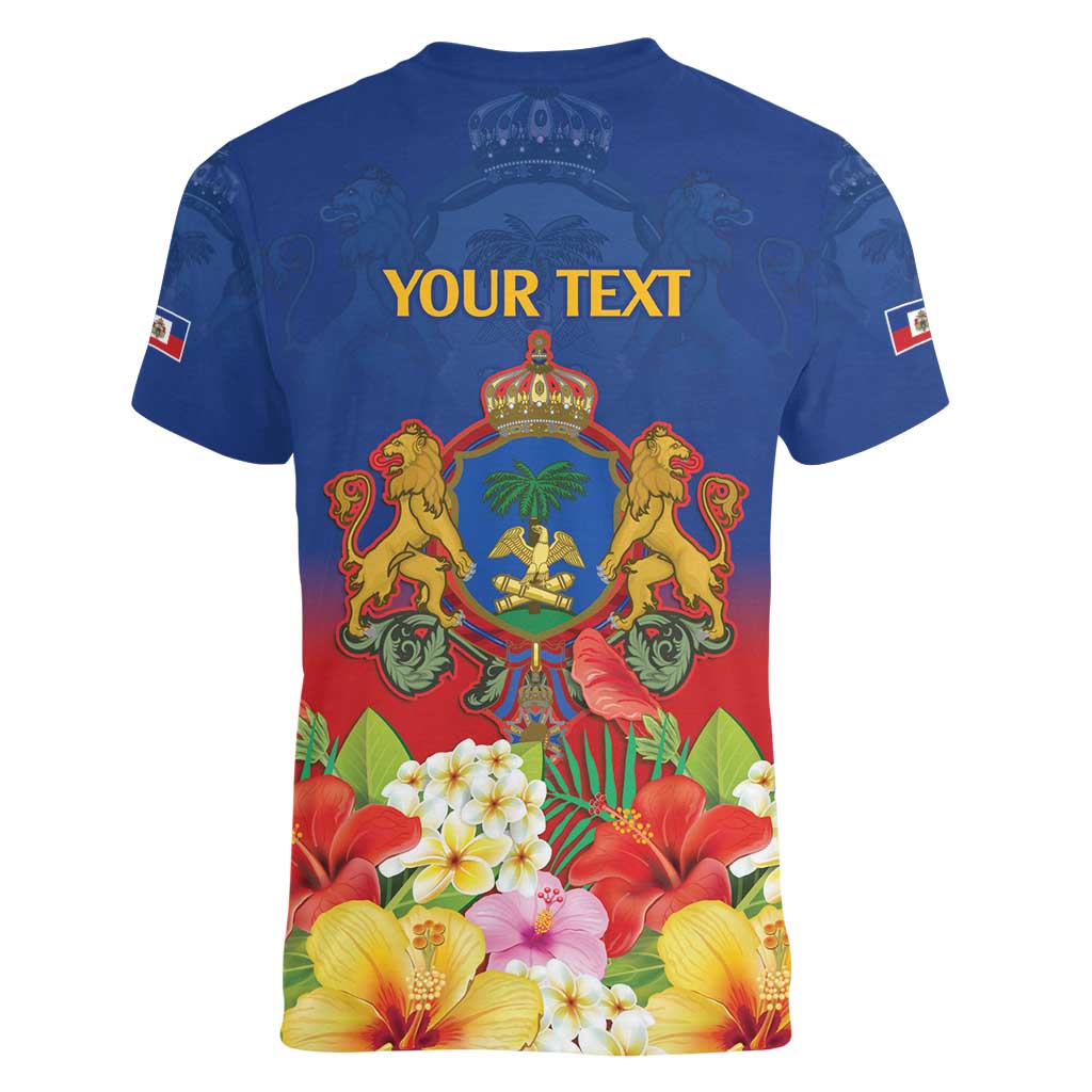 Second Empire of Haiti 1849-1859 Personalized Women V-Neck T-Shirt Tropical Hibiscus Flowers