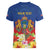 Second Empire of Haiti 1849-1859 Personalized Women V-Neck T-Shirt Tropical Hibiscus Flowers