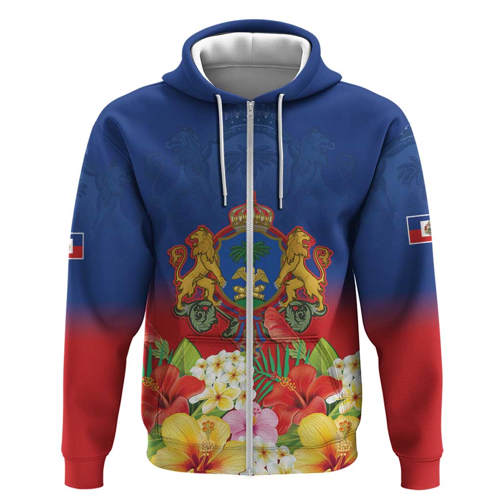 Second Empire of Haiti 1849-1859 Personalized Zip Hoodie Tropical Hibiscus Flowers