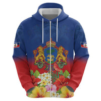 Second Empire of Haiti 1849-1859 Personalized Zip Hoodie Tropical Hibiscus Flowers