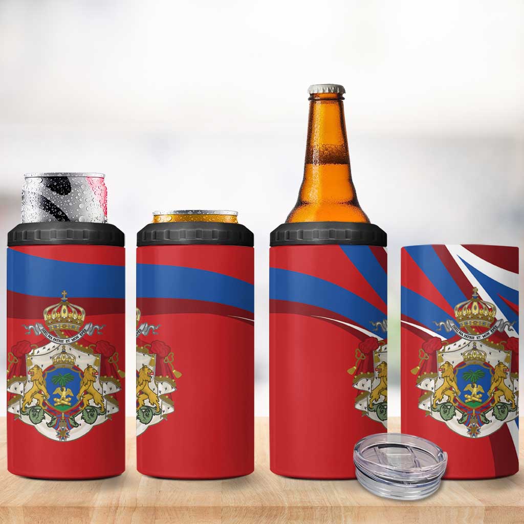Second Empire of Haiti Personalized 4 in 1 Can Cooler Tumbler Imperial Flag of Haiti 1849-1859