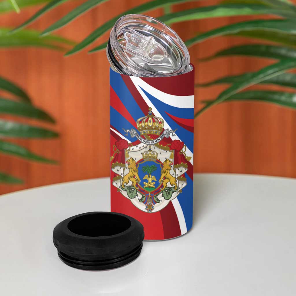 Second Empire of Haiti Personalized 4 in 1 Can Cooler Tumbler Imperial Flag of Haiti 1849-1859