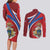 Second Empire of Haiti Personalized Couples Matching Long Sleeve Bodycon Dress and Long Sleeve Button Shirt Imperial Flag of Haiti 1849-1859