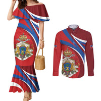 Second Empire of Haiti Personalized Couples Matching Mermaid Dress and Long Sleeve Button Shirt Imperial Flag of Haiti 1849-1859