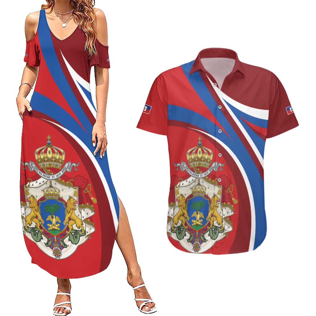 Second Empire of Haiti Personalized Couples Matching Summer Maxi Dress and Hawaiian Shirt Imperial Flag of Haiti 1849-1859