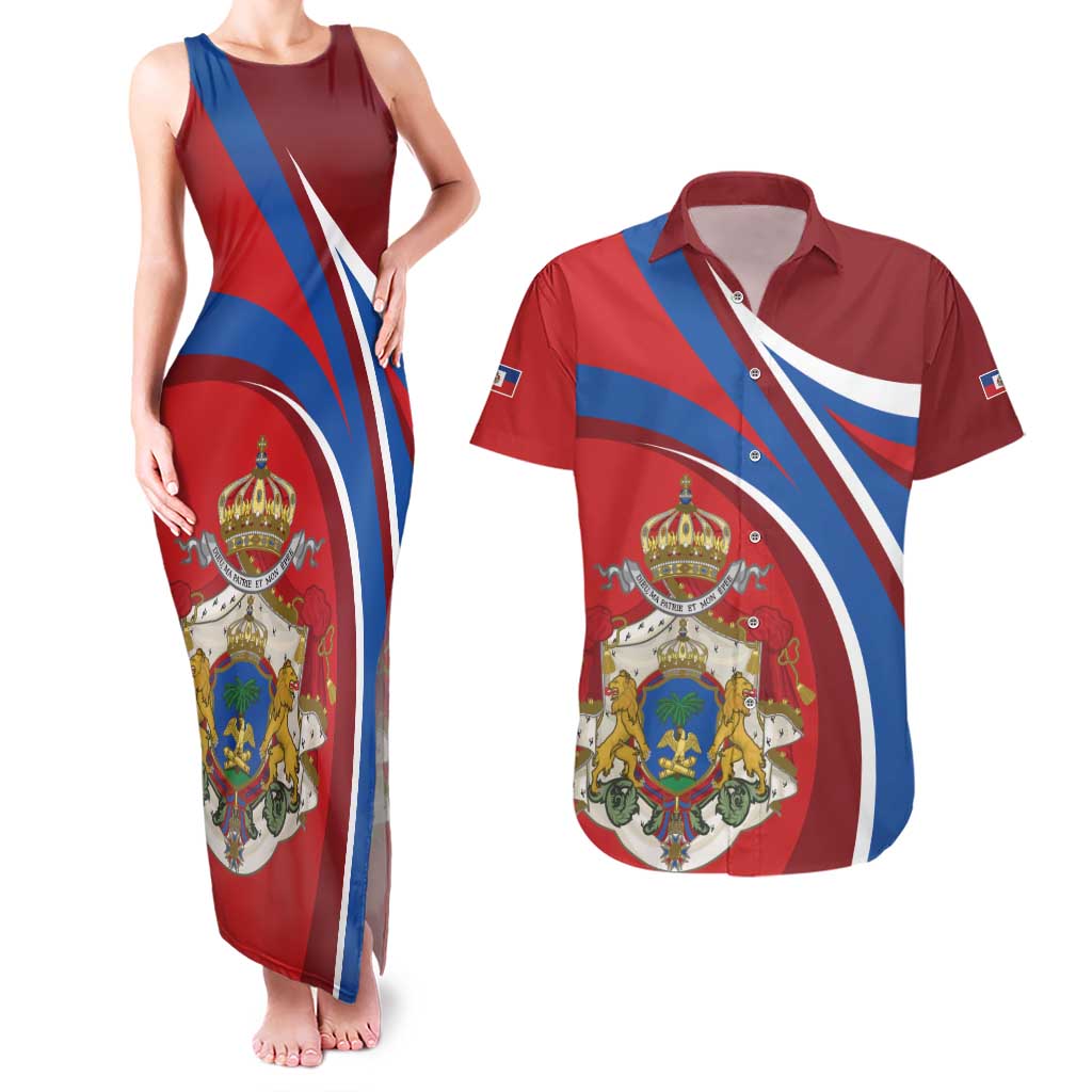 Second Empire of Haiti Personalized Couples Matching Tank Maxi Dress and Hawaiian Shirt Imperial Flag of Haiti 1849-1859